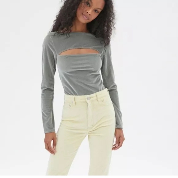 NWT URBAN OUTFITTERS Out From Under Peek Velvet Bodysuit in Slate Size Medium - Picture 10 of 11